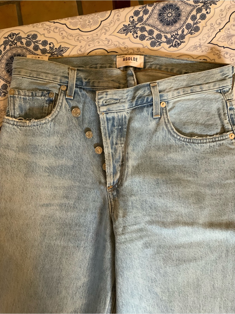 Agolde Light Wash High-Rise Button-Fly Jeans